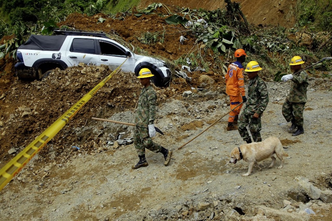 Labores de rescate de las victimas del derrumbe del Chocó. AFP