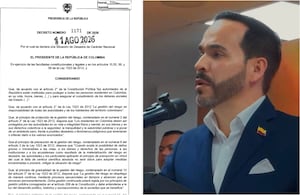 Decreto declaratoria de desastre nacional y el presidente Abelardo De La Espriella.