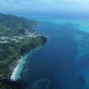 Drone view of the island Providencia in Colombia