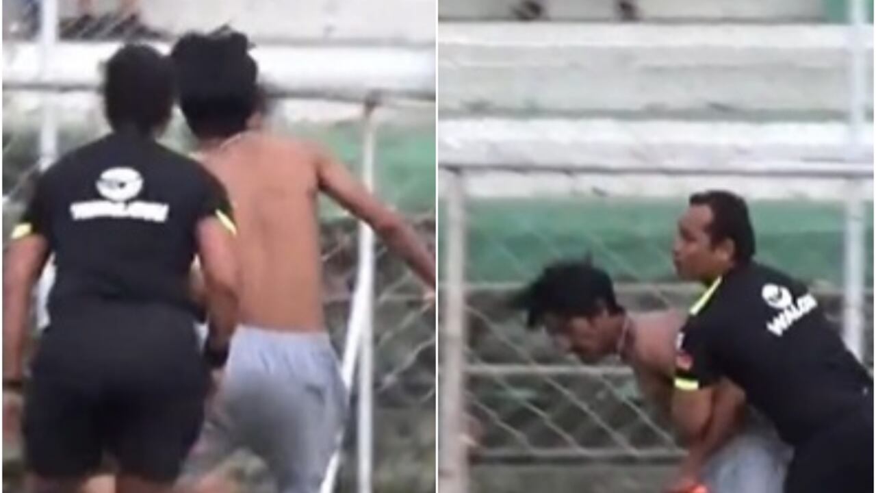 Un hincha ingresó con un machete en Perú e intentó agredir al árbitro. Foto: Captura Twitter @GrupoFiesta