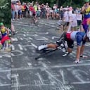 Valentin Madouas sufrió caída por cuenta de un fanático.