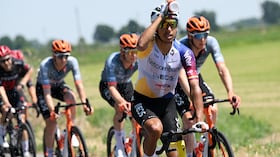 MILAN, ITALY - MAY 24: Egan Bernal of Colombia and Netcompany INEOS Cycling Team cools down during the 109th Giro d'Italia 2026, Stage 15 a 157km stage from Voghera to Milan / #UCIWT / on May 24, 2026 in Milan, Italy. (Photo by Dario Belingheri/Getty Images)