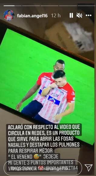 Historia de Instagram de Fabián Ángel. Foto: Captura de pantalla - fabian.angel16
