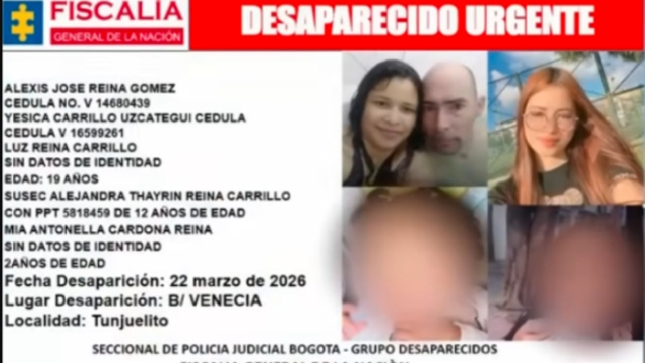 Este es el cartel con el que la Fiscalía intenta ubicar a la familia.