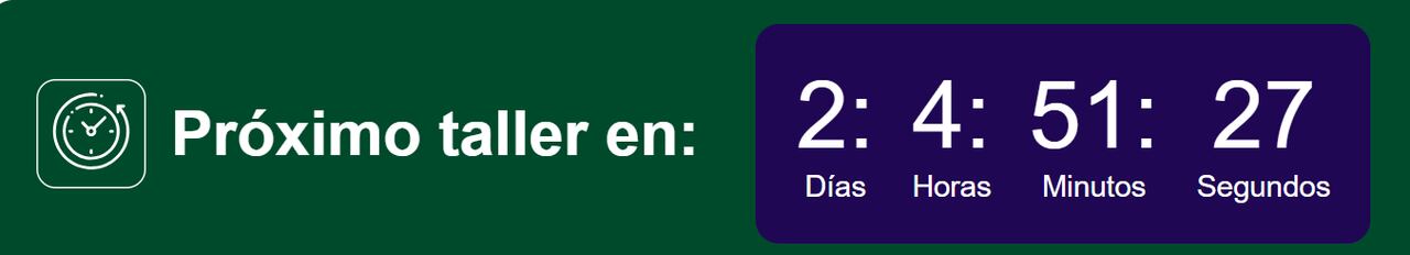 Próximo taller este 08 de Agosto 2024