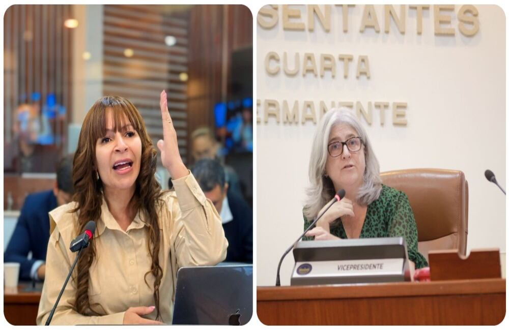 La congresista Ingrid Aguirre y la ministra de Vivienda, Catalina Velasco.