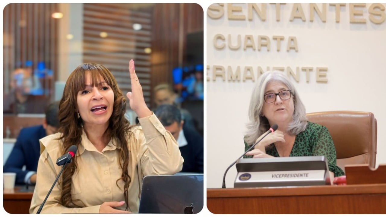 La congresista Ingrid Aguirre y la ministra de Vivienda, Catalina Velasco.