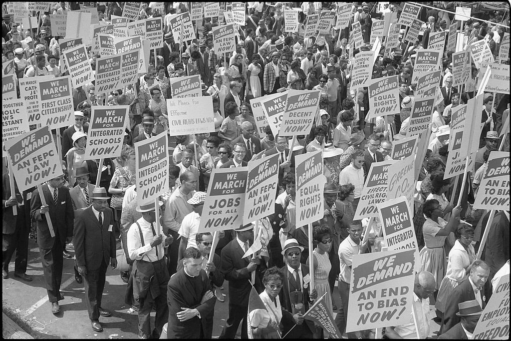 Una imagen de la Marcha sobre Washington demandando igualdad en derechos civiles, en agosto de 1963. United States Library of Congress's Prints and Photographs division