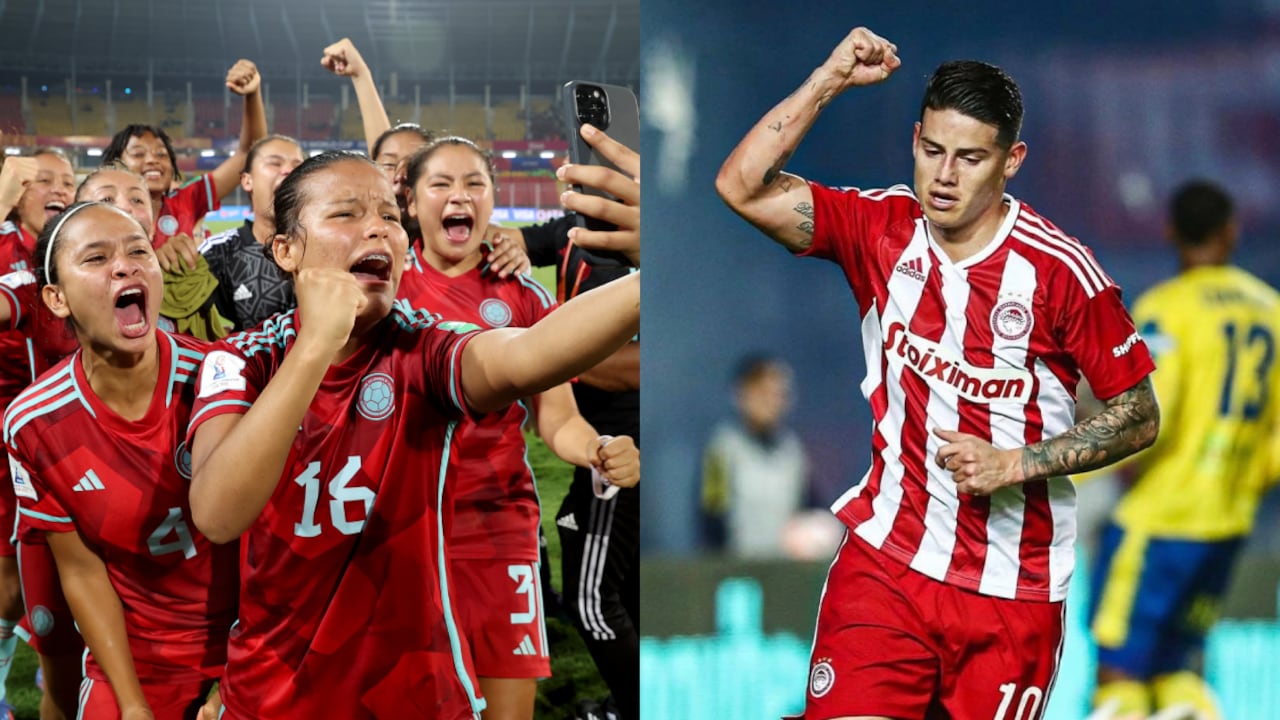 Selección Colombia sub-17 femenino y James Rodríguez. Foto: Getty Images/Joern Pollex - FIFA/FIFA//Twitter oficial James Rodríguez