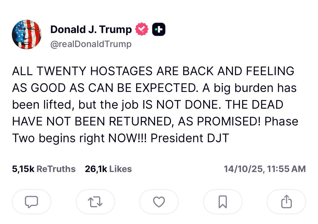 Mensaje emitido por Donald Trump