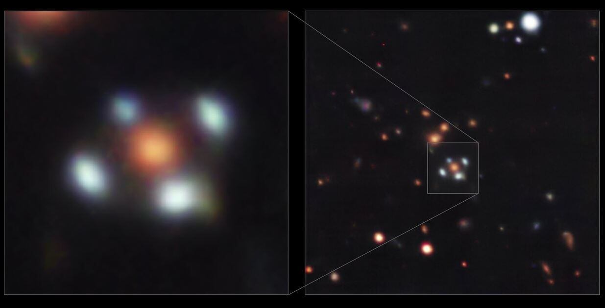 Una flor de cuatro pétalos vista en el espacio