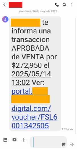 Mensaje que oculta un enlace sospechoso.