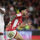 Momentos del partido entre Independiente Santa Fe y América de Cali por la vuelta de los cuartos de final del primer semestre de la Liga Colombiana 2026.