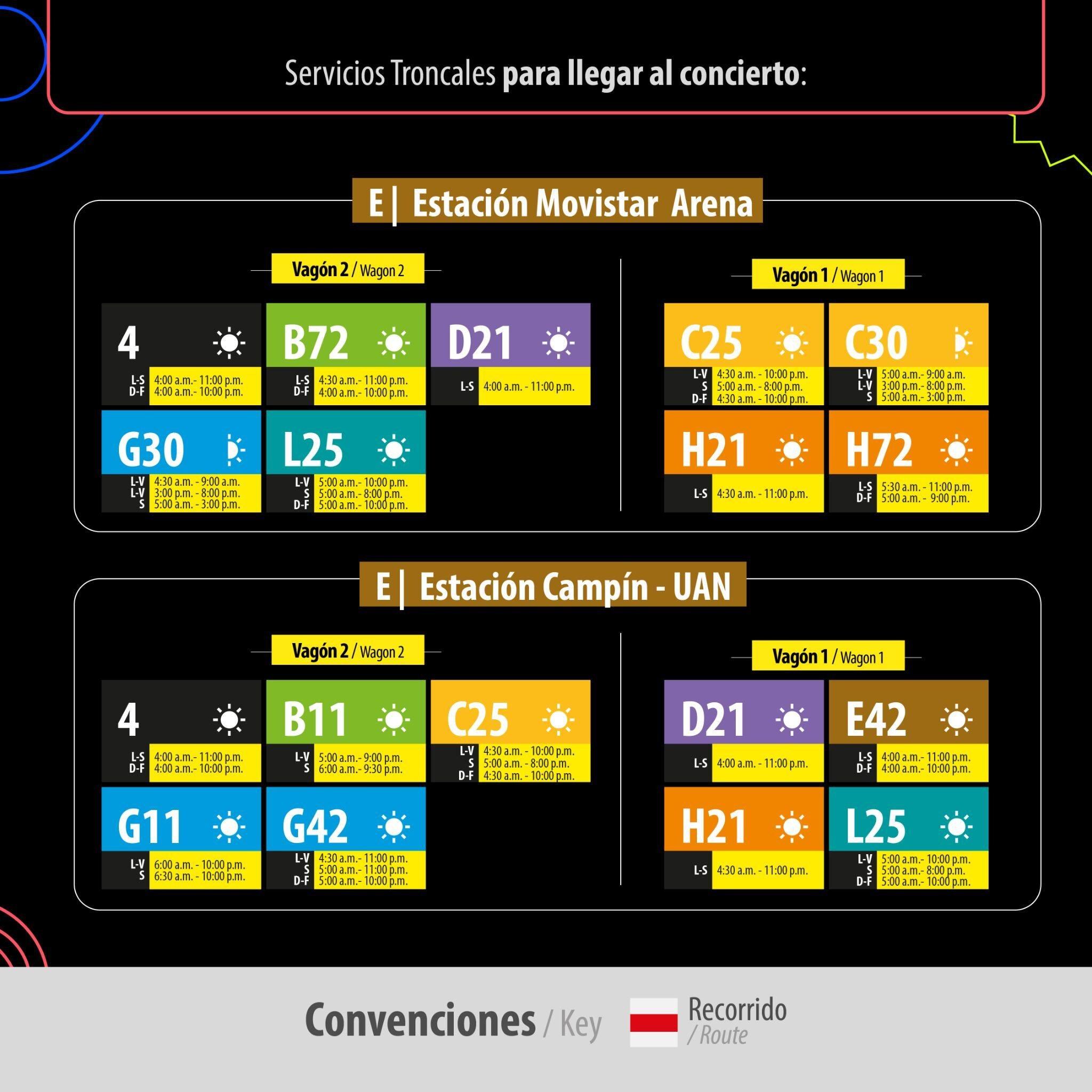 Rutas de Transmilenio para concierto Dua Lipa