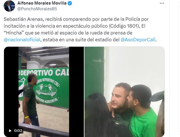 Este fue el aficionado que interrumpió la rueda de prensa de Atlético Nacional