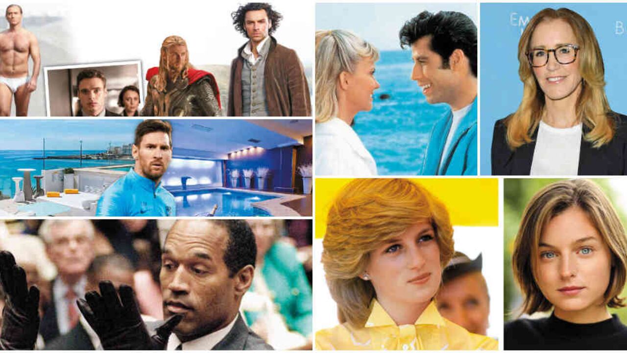 Jude Law, Richard Madden, Chris Hemsworth, John Travolta, Olivia Newton-John, Felicity Huffman, Lionel Messi, O.J. Simpson, Lady Di y Emma Corrin
