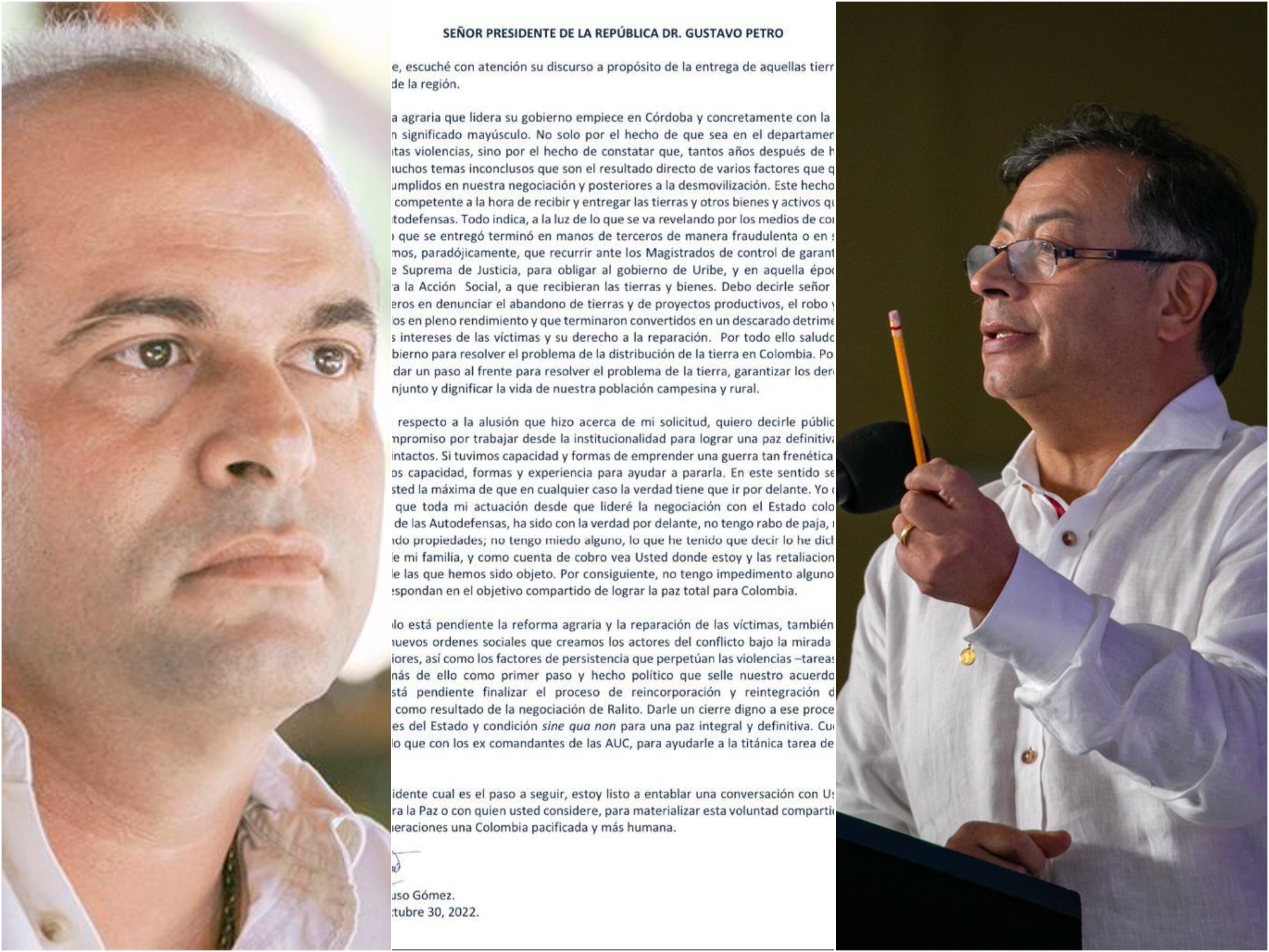 Salvatore Mancuso y el presidente Gustavo Petro