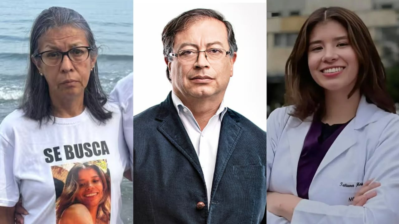 De izquierda a derecha: Lucy Díaz, Gustavo Petro y Tatiana Hernández.