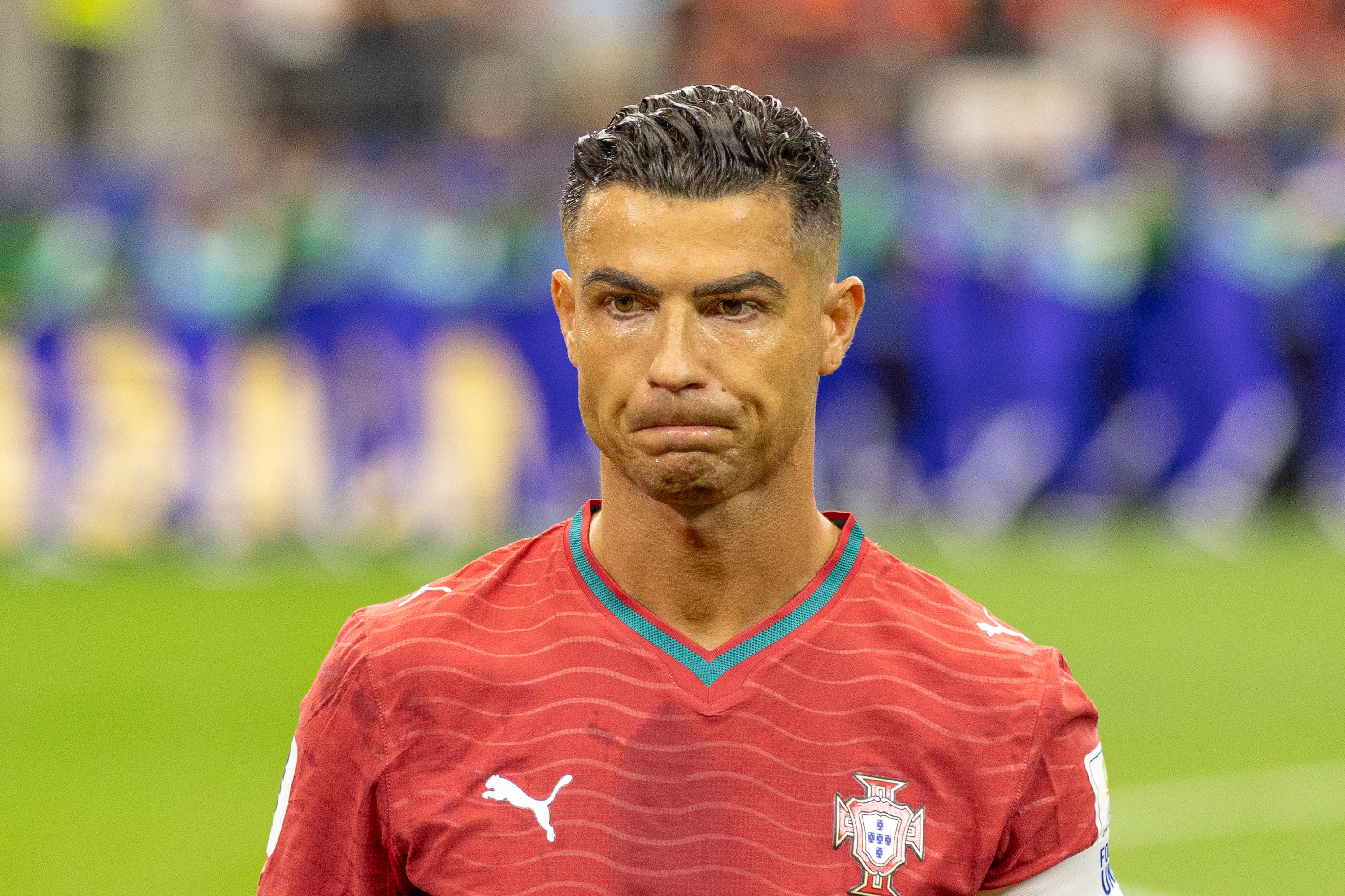 DALLAS, UNITED STATES - 2026/07/06: Cristiano Ronaldo of Portugal seen during FIFA World Cup 2026 football match between Portugal and Spain at AT&T Stadium Stadium (Dallas). Final score; Portugal 0:1 Spain. (Photo by Grzegorz Wajda/SOPA Images/LightRocket via Getty Images)