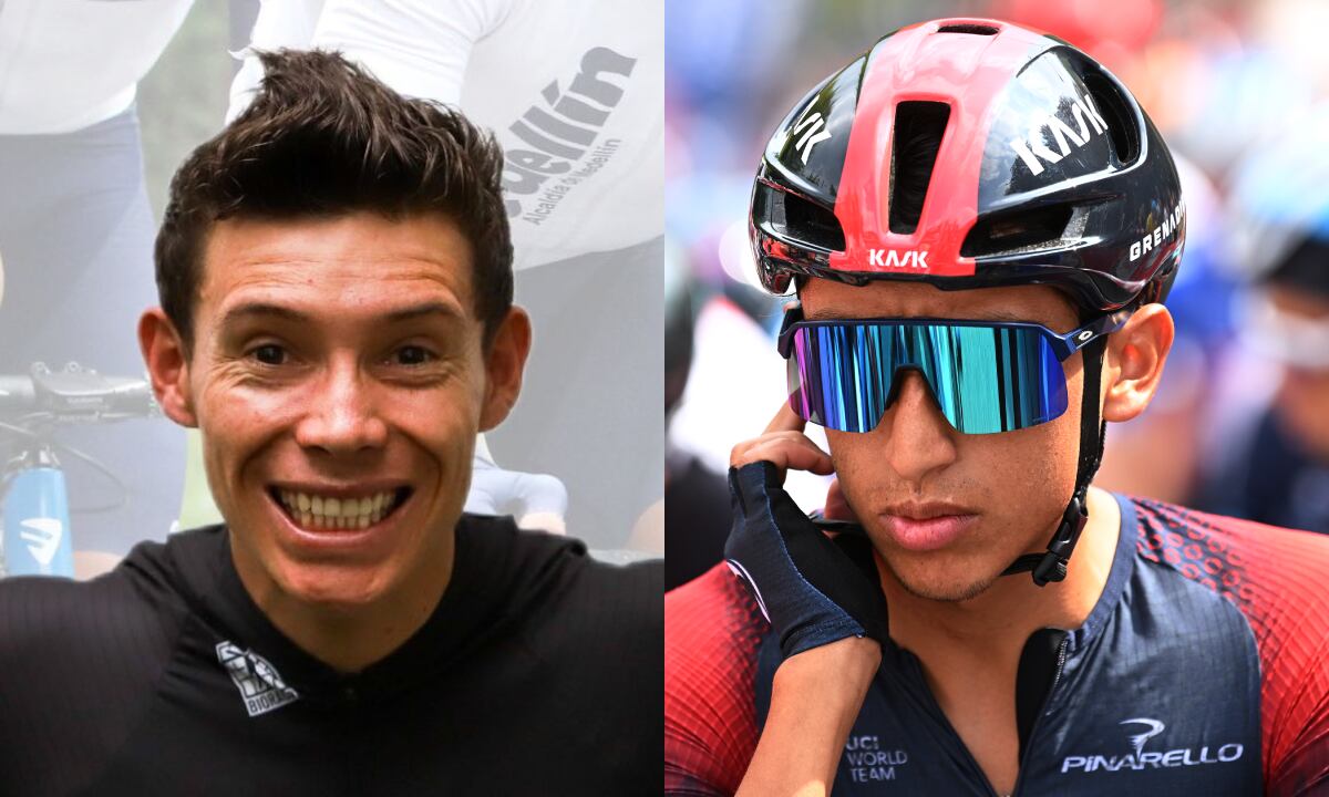 Miguel Ángel López y Egan Bernal. Foto: Oficial Team Medellín//Getty Images/Stuart Franklin