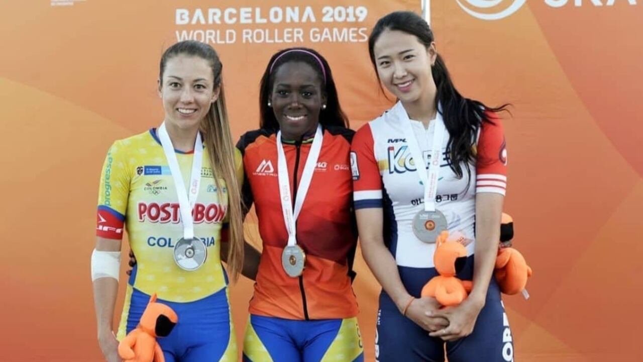 Colombianas en el podio del mundial de Barcelona, España, en 2019.