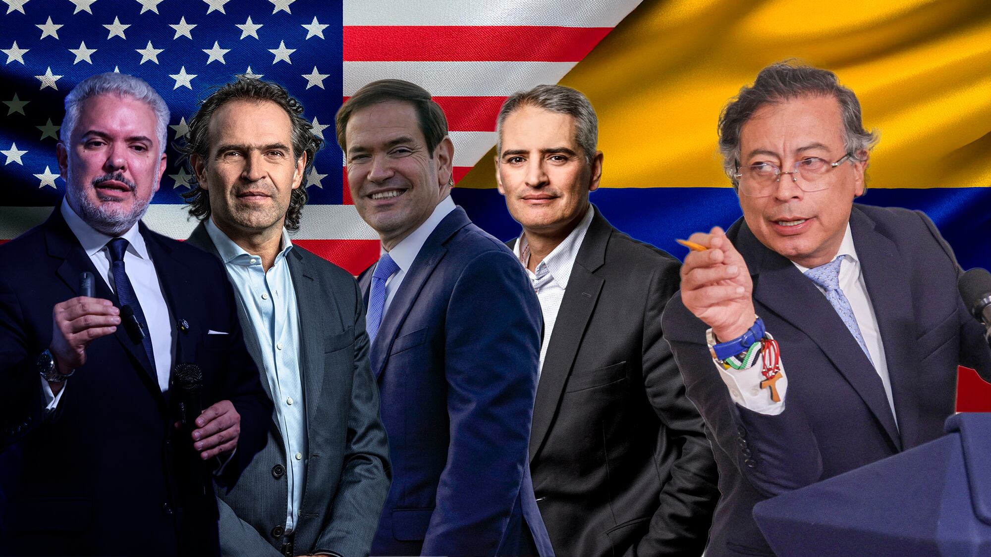 Gustavo Petro, Federico Gutierrez, Iván Duque, Marco Rubio y Andrés Julián Rendón