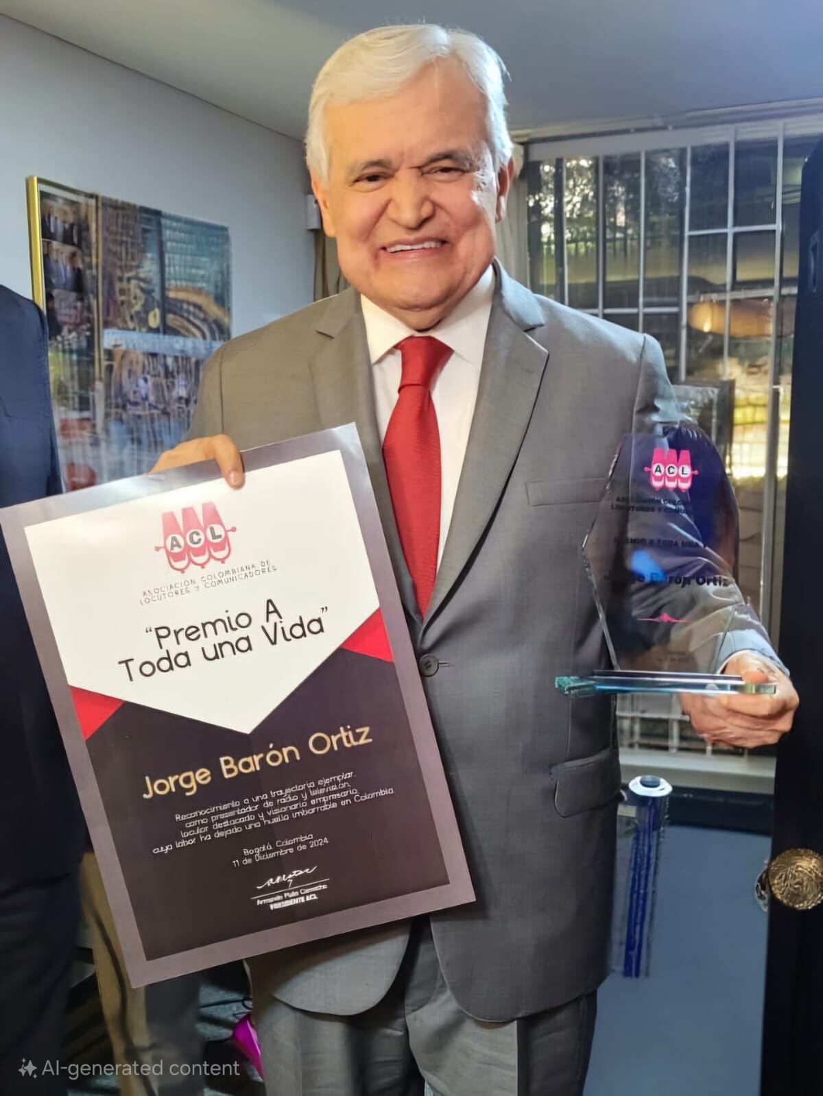 Jorge Barón recibió premio 'Toda una vida' por su trayectoria