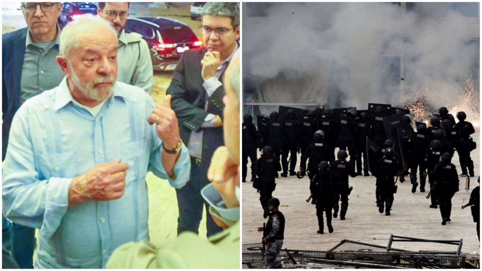 El presidente de Brasil, Lula da Silva, inspeccionó los destrozos en la capital.