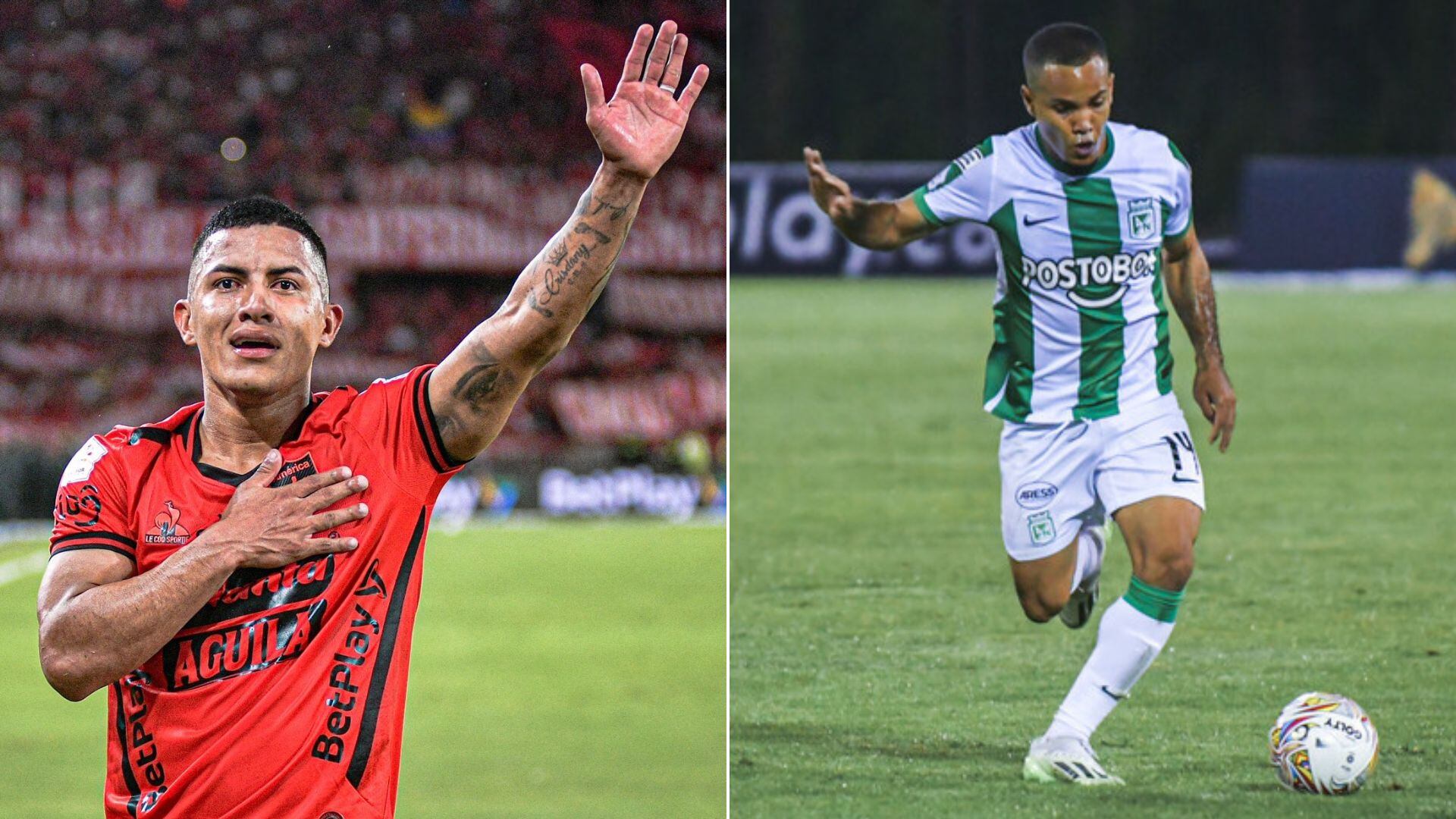 Cristian Barrios y Robert Mejía, autores de dos golazos en el fútbol colombiano.