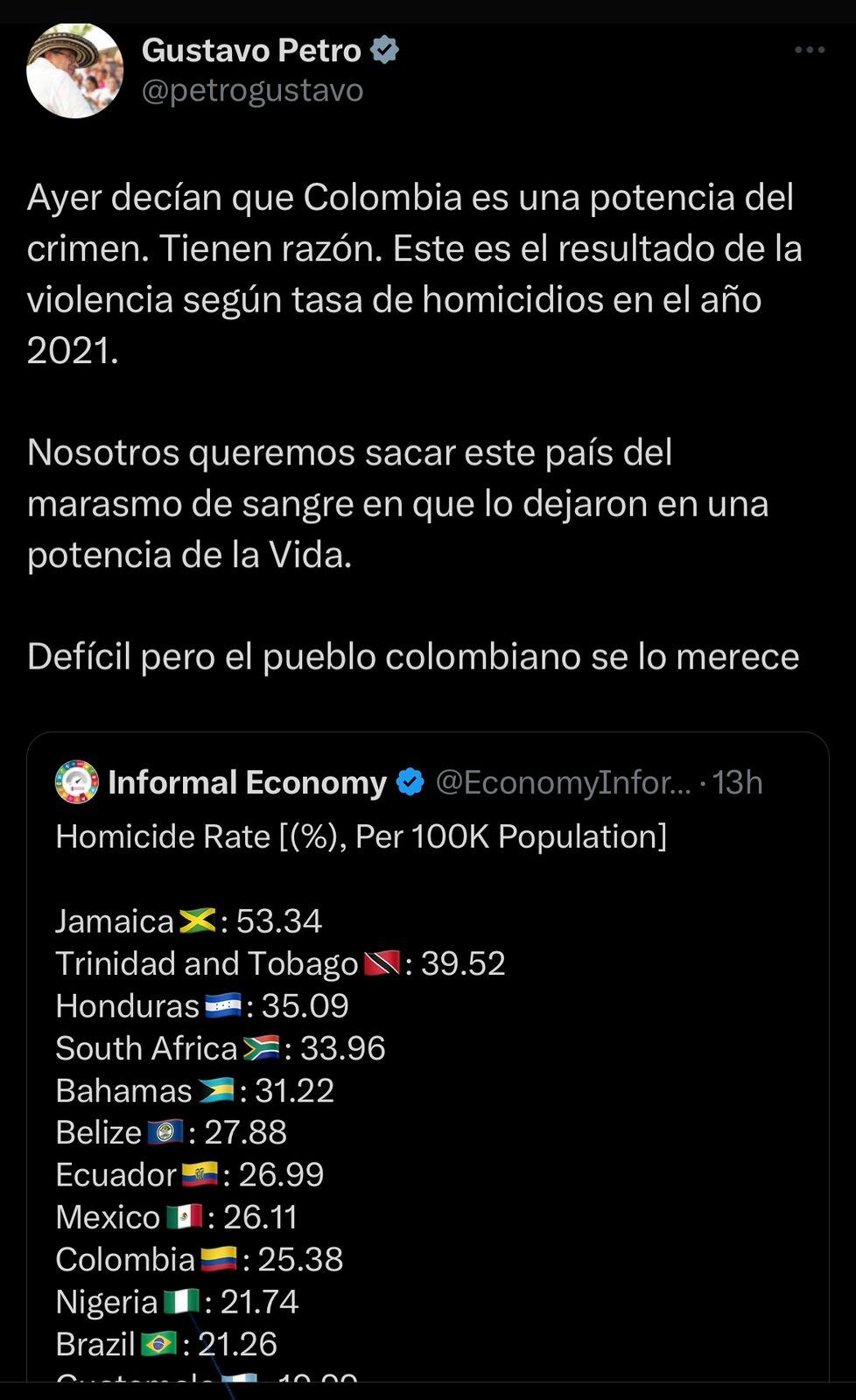 Gustavo Petro le respondió a la alcaldesa Claudia Lopez