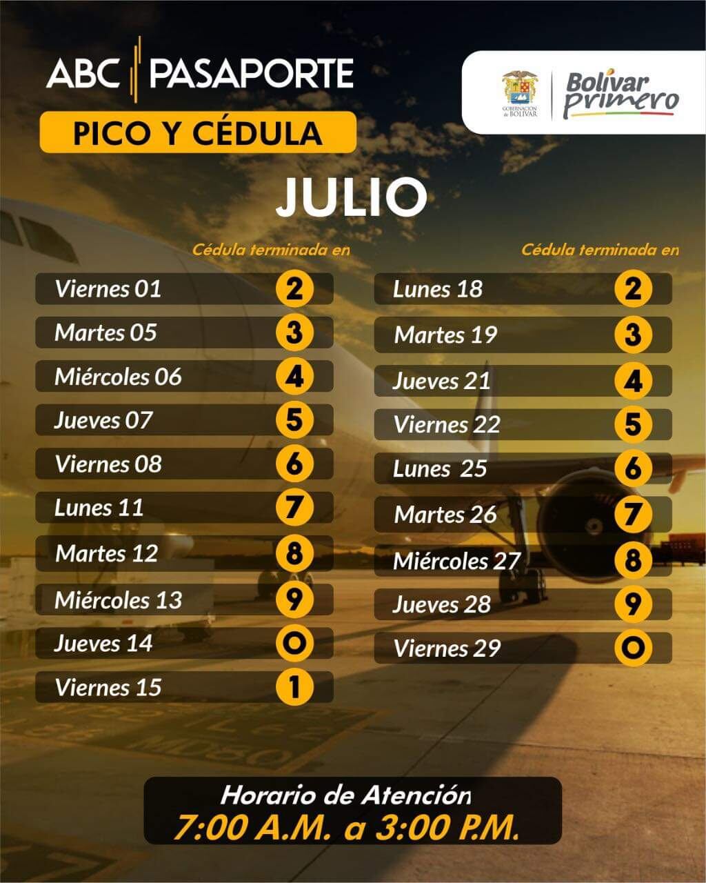 Así queda la nueva rotación del mes de Julio.