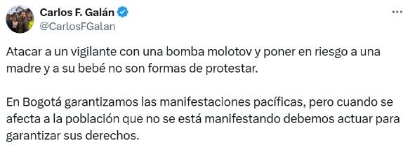 Trino alcalde Galán sobre marchas de este lunes 25 de noviembre