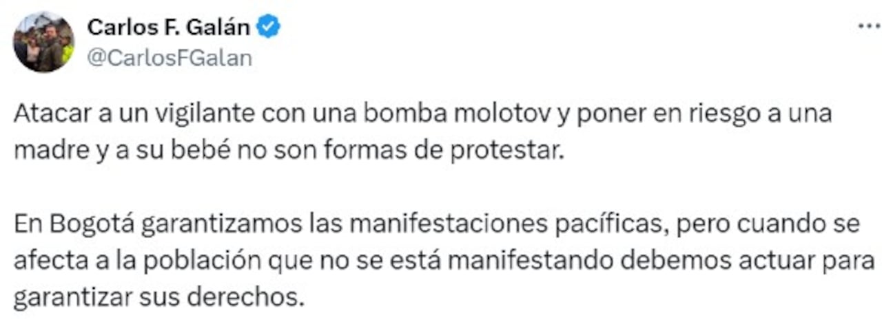 Trino alcalde Galán sobre marchas de este lunes 25 de noviembre