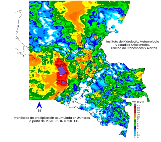 Mapa climático dle domingo 7 de junio.