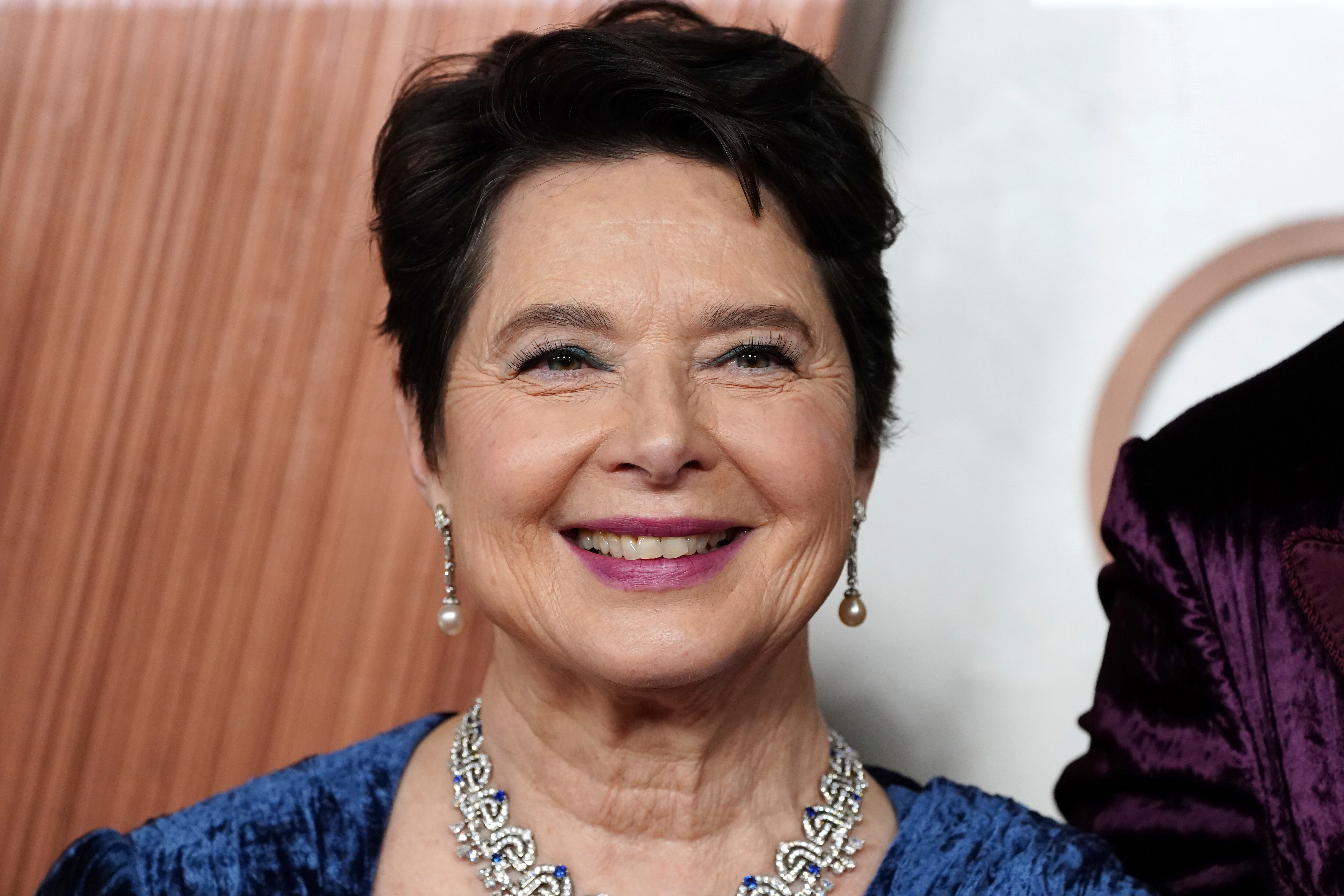 Isabella Rossellini arrives at the Oscars on Sunday, March 2, 2025, at the Dolby Theatre in Los Angeles. (Photo by Jordan Strauss/Invision/AP)