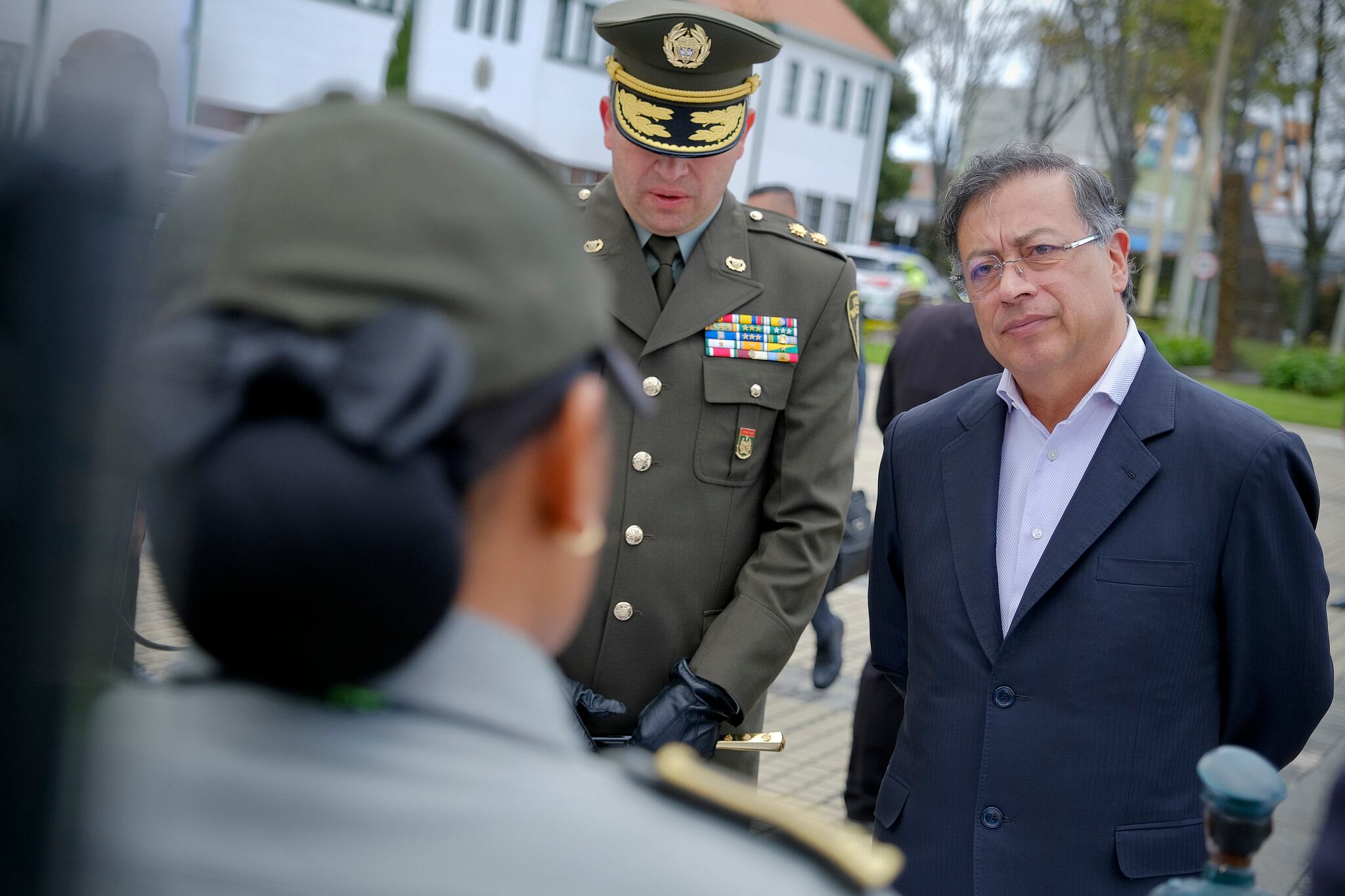 El presidente, Gustavo Petro, en el denominado 'Primer Encuentro de Comandantes de la Policía 2025', en Escuela de Cadetes de Policía General Francisco José de Paula Santander Omaña, en Bogotá