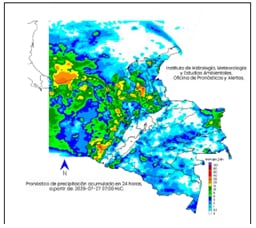 Mapa del clima en Colombia para este lunes 27 de julio.