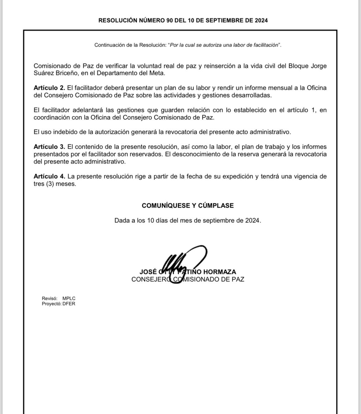 Resolución diálogos disidencias de las Farc