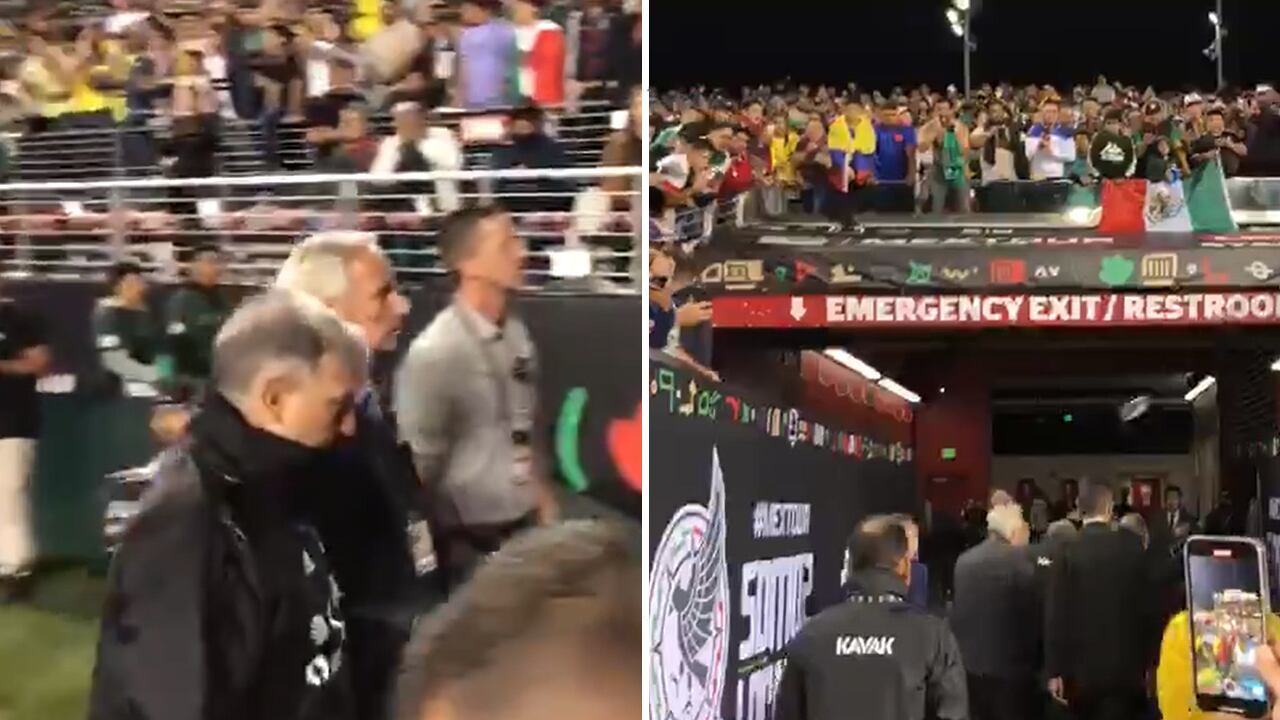 El Tata Martino salió de la cancha custodiado por guardas de seguridad.