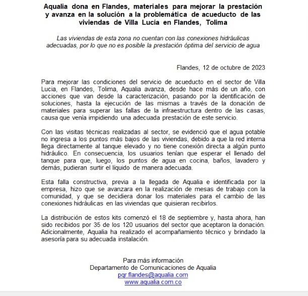 Comunicado de Aqualia