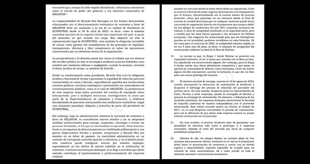 Documento que salpica a Ricardo Roa en supuesta corrupción.