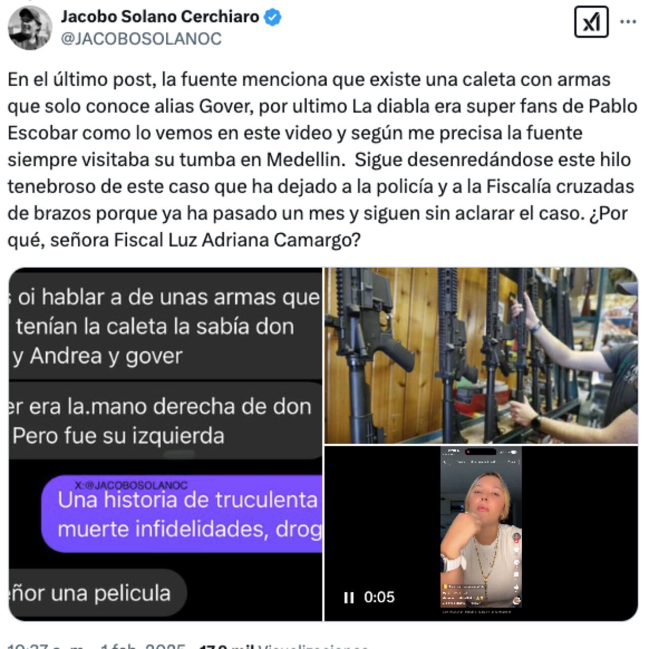 Pantallazo de la cuenta en X: @JACOBOSOLANOC