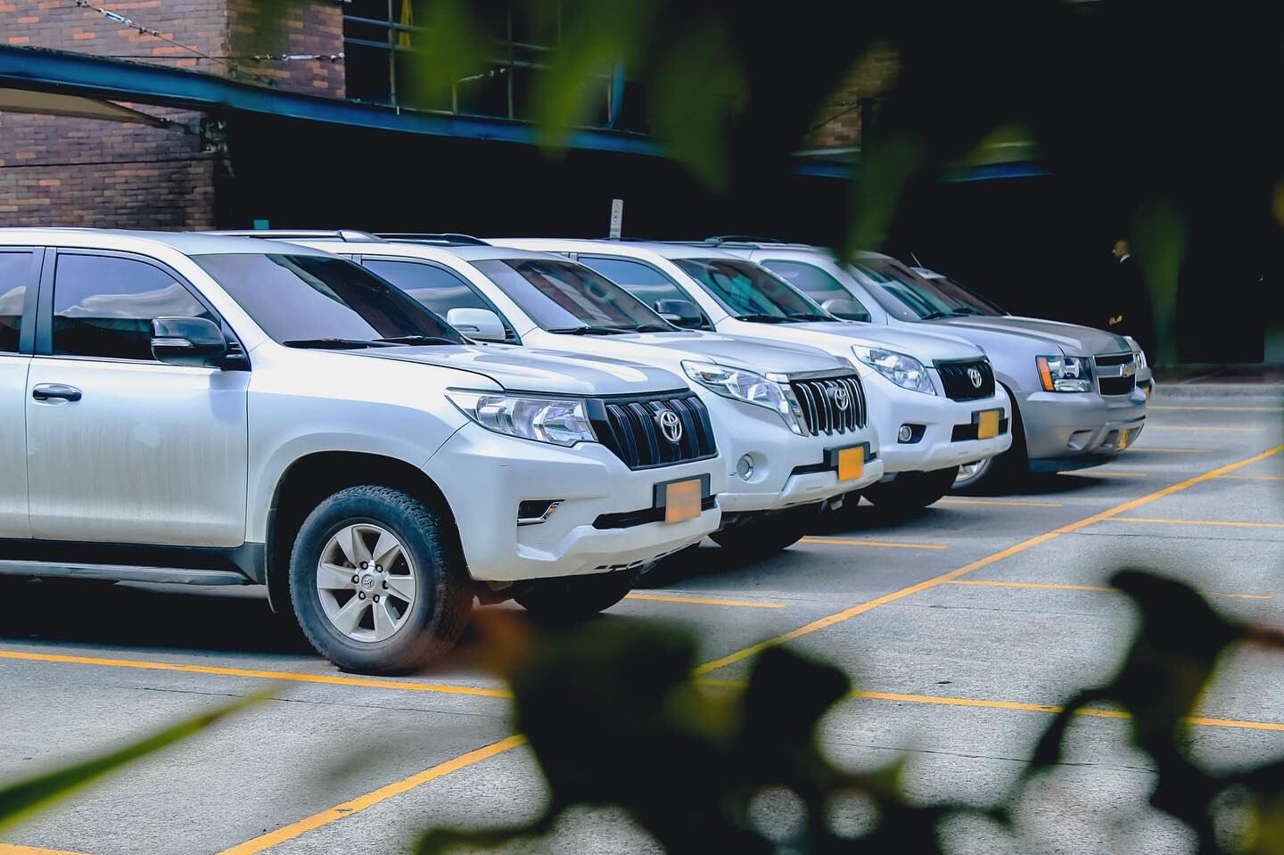 Foto de camionetas de la Unidad Nacional de Protección