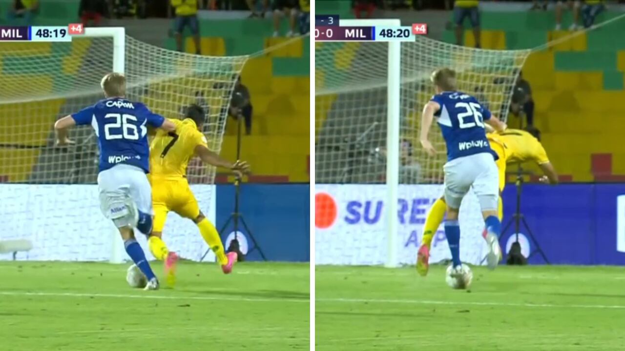 Andrés Llinás tumbó a un atacante de Bucaramanga y se salvó del penal en contra