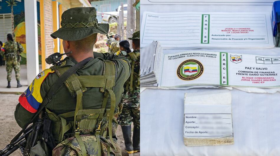 Talonarios de la extorsión de las disidencias de las Farc.