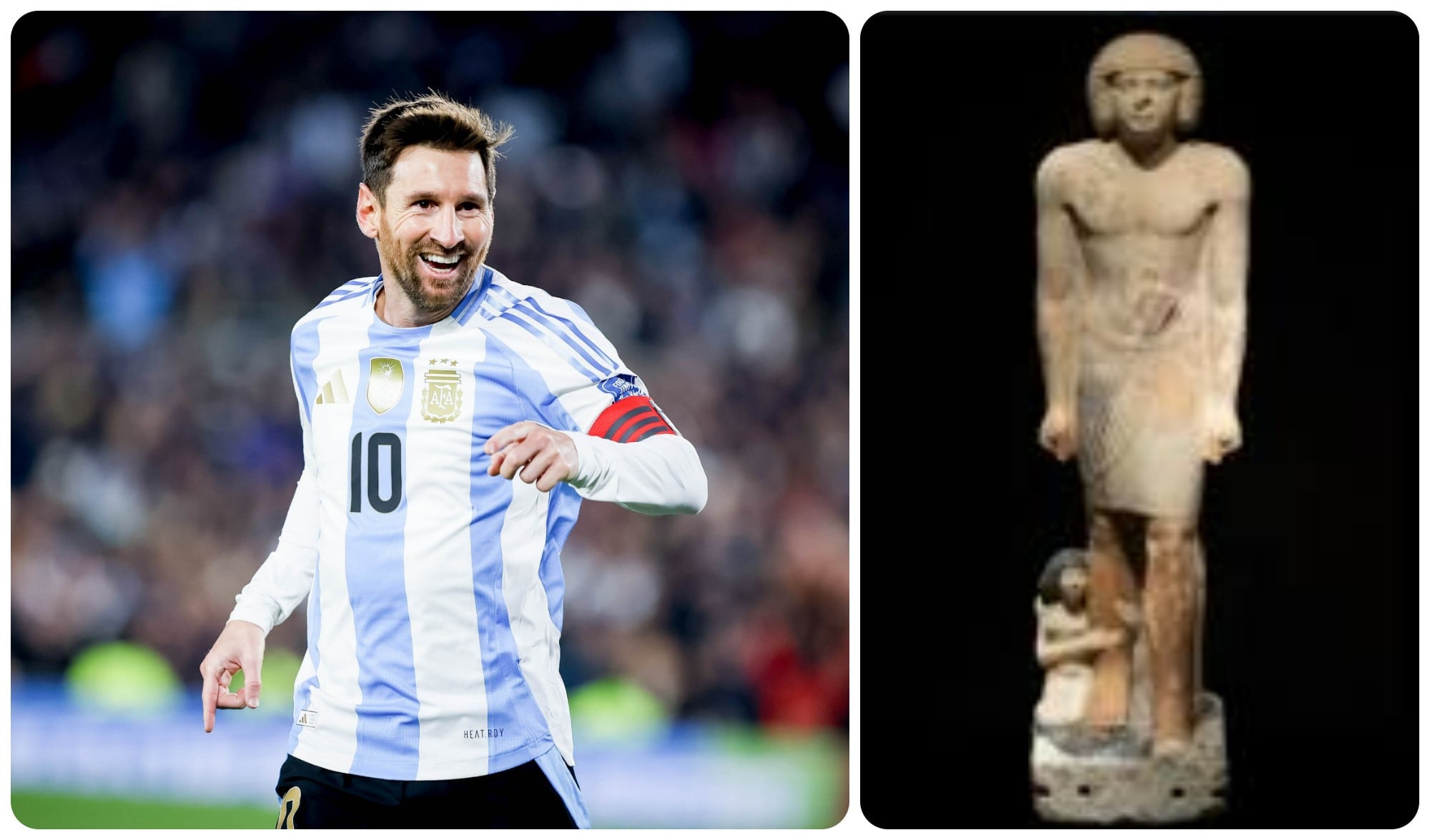 Estos son los parecidos de Messi con una estatua del Antiguo Egipto.