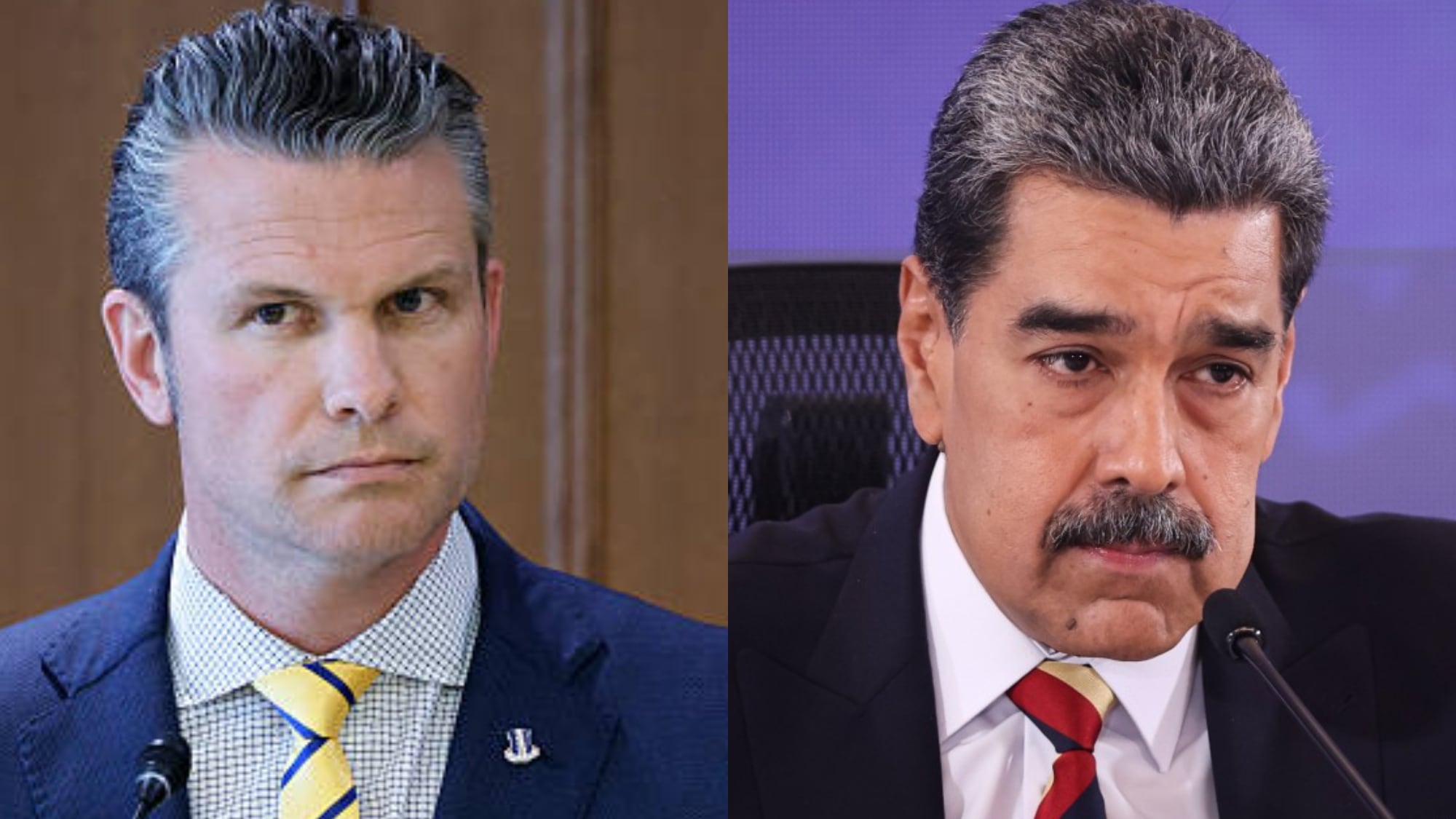 Pete Hegseth y Nicolás Maduro