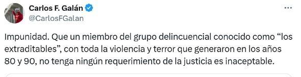 Trino de Carlos Fernando Galán sobre el regreso de Fabio Ochoa