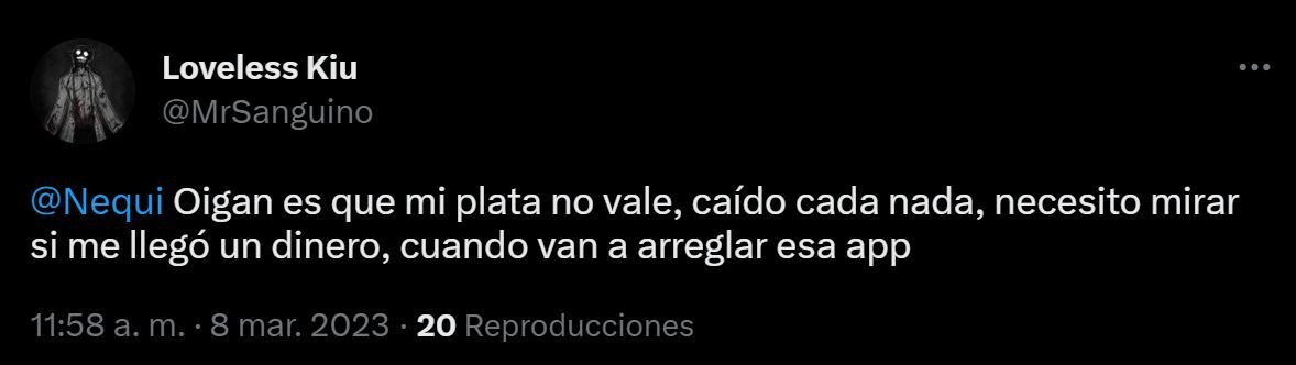 Denuncia Fallas Nequi - 8 de marzo
