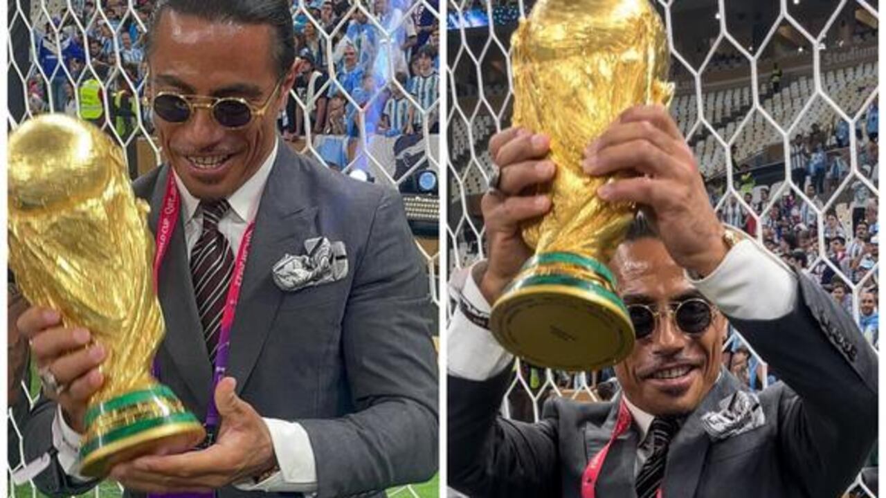 El chef e influencer se dio el gusto de levantar la Copa del Mundo en Qatar. Foto: Instagram @nusr_et